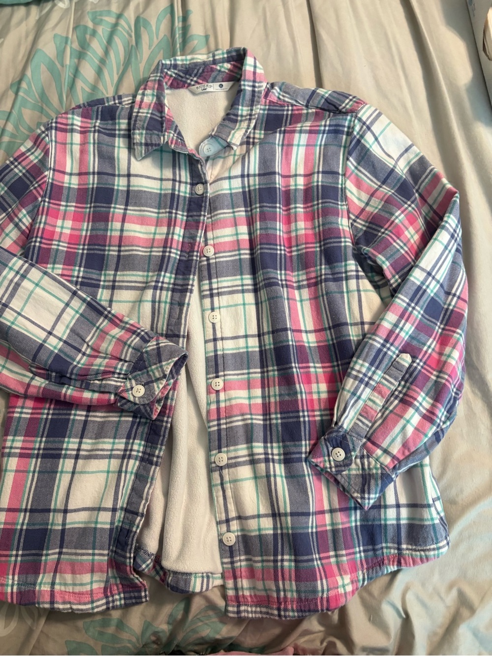 Lee women’s Plaid Button-Down Shirt Jacket in Pink, Blue & White